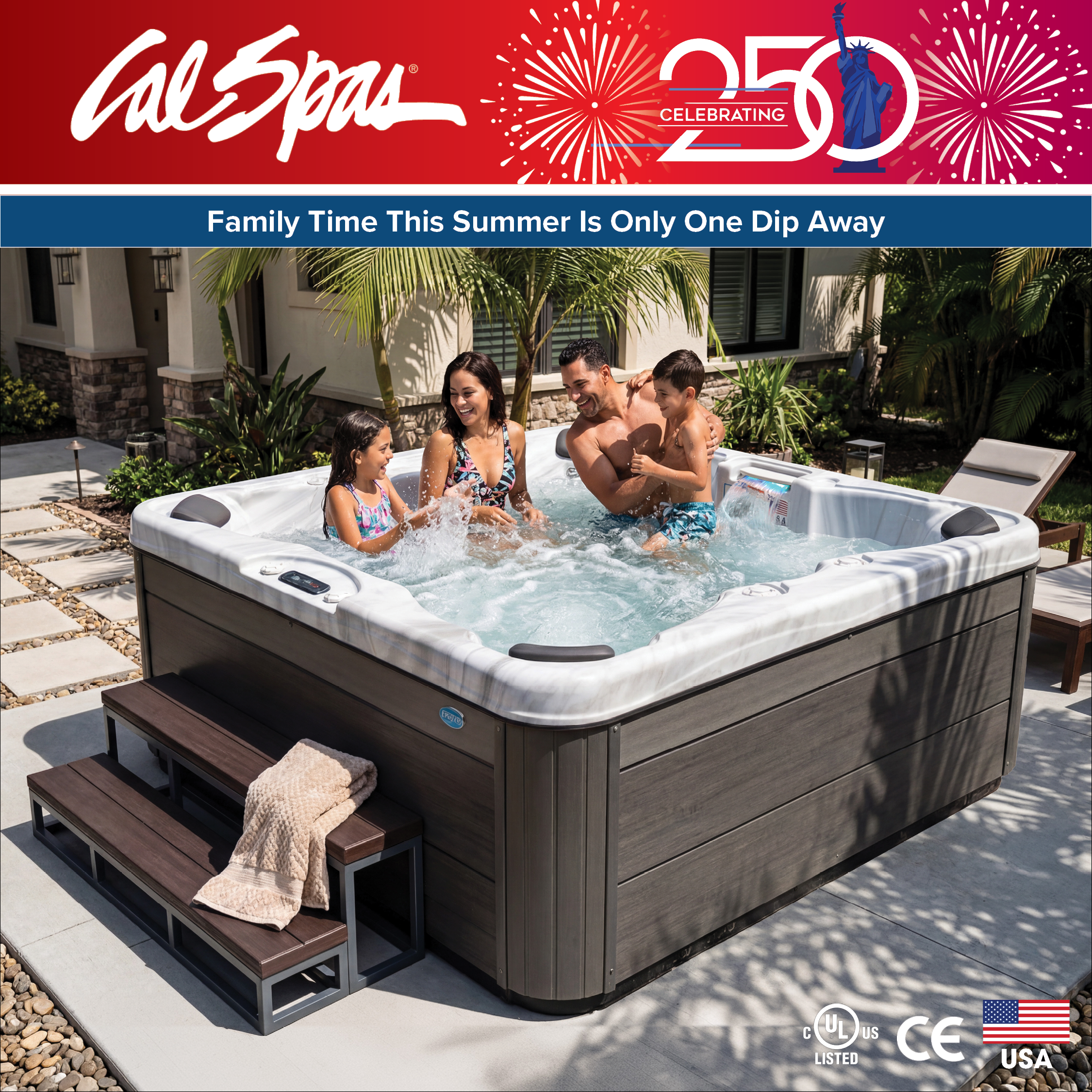 Calspas hot tub being used in a family setting - Eugene